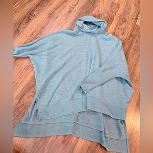 Cozy Blue Turtleneck Poncho oversized